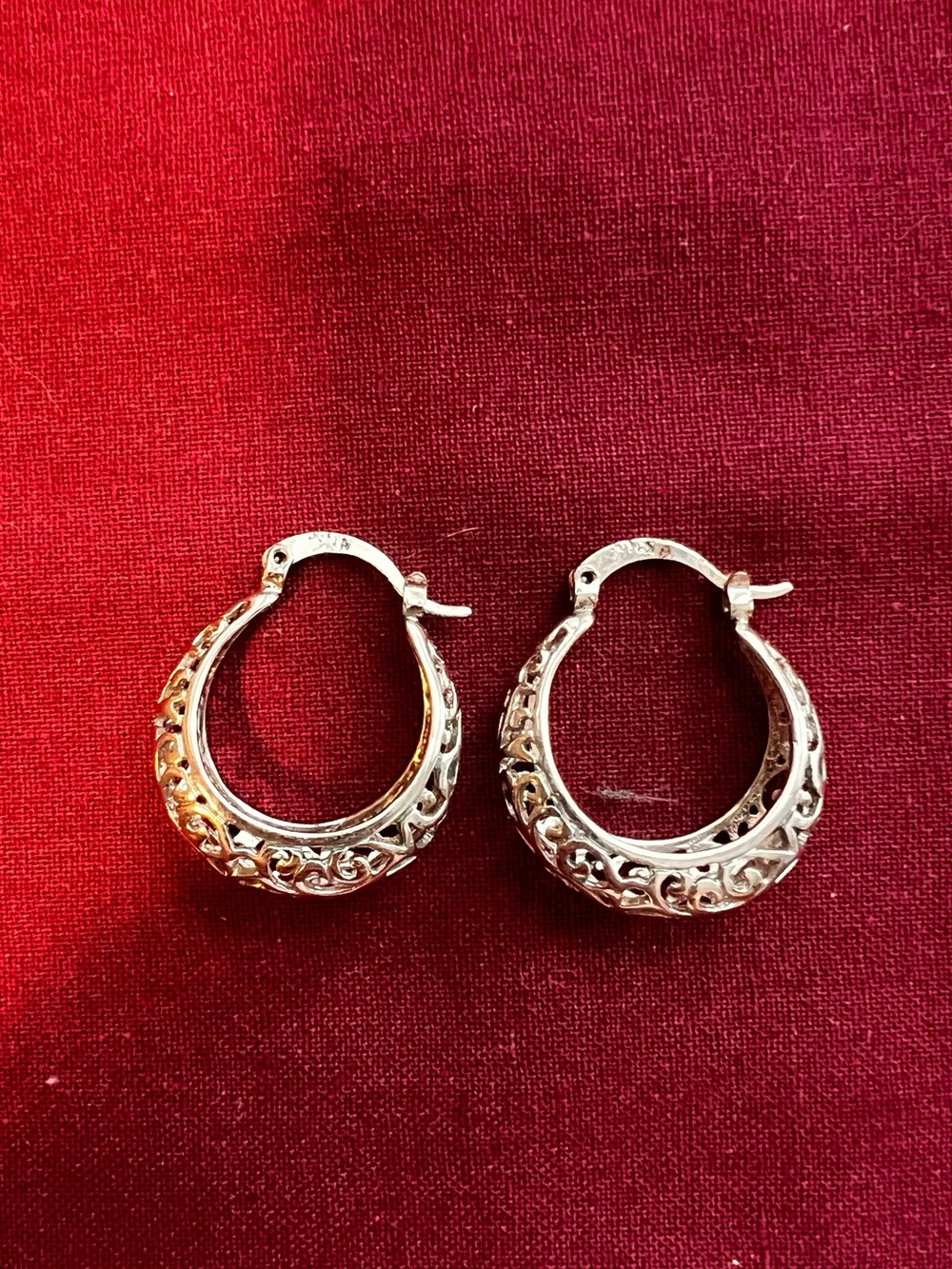 Silver Filigree Hoop Earrings - Silver Women's Jewelry